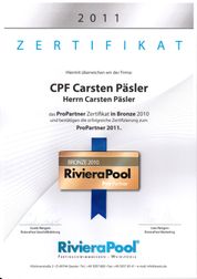 Zertifikat RivieraPool Partner Bronze 2010 - Carsten Päsler - Pools & Wellness 